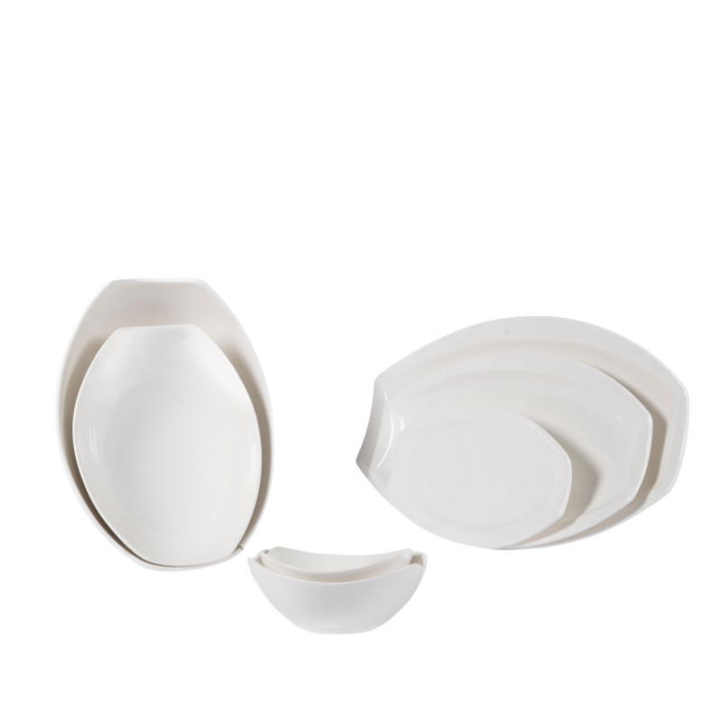 Assiette plate ovale blanc porcelaine 31x18 cm Matcha Pro.mundi