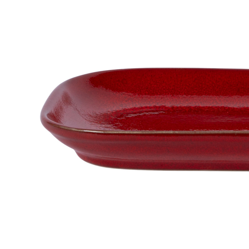 Assiette à steak rectangulaire rouge grès émaillé 29x19,5 cm Gres Couleur Pro.mundi