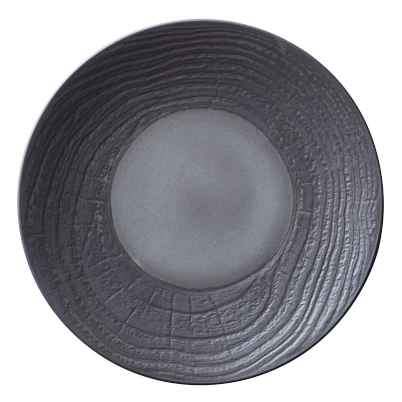 Assiette coupe plate rond noir porcelaine Ø 21,5 cm Arborescence Revol