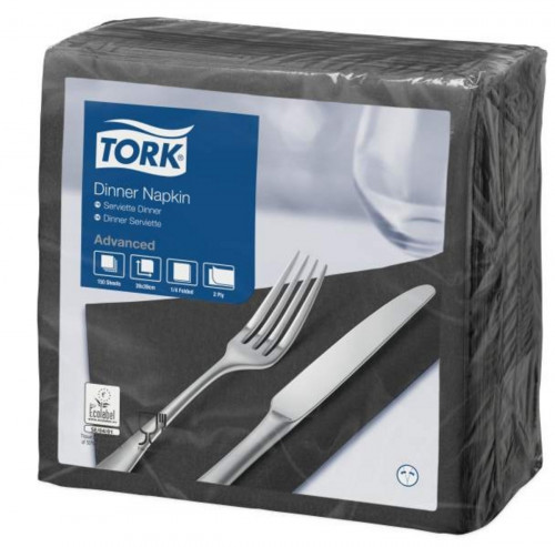 Serviette noir ouate de cellulose 39x39 cm Tork (150 pièces)