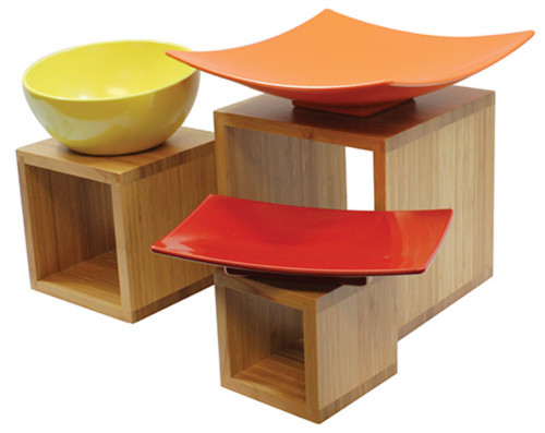 Présentoir brun bambou 23 cm Barclay Risers Tablecraft (3 pièces)