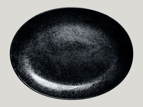 Plat ovale noir porcelaine vitrifiée 36 cm Karbon Rak