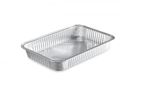 Plat rectangulaire gris aluminium 31,2x21,1x4,3 cm 225 cl (50 pièces)