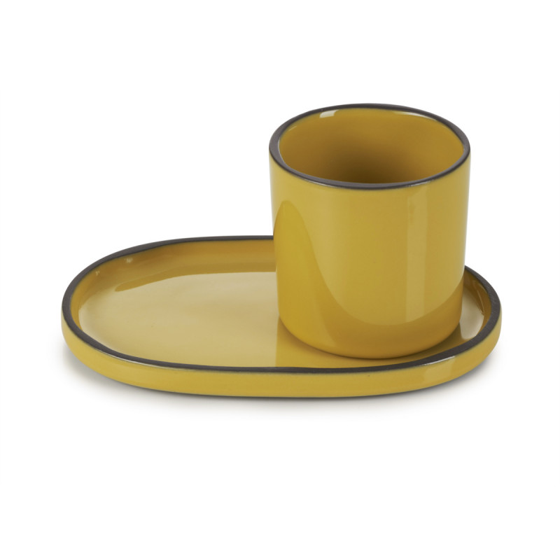 Sous-tasse à expresso ovale jaune porcelaine 13,5 cm Caractere Revol