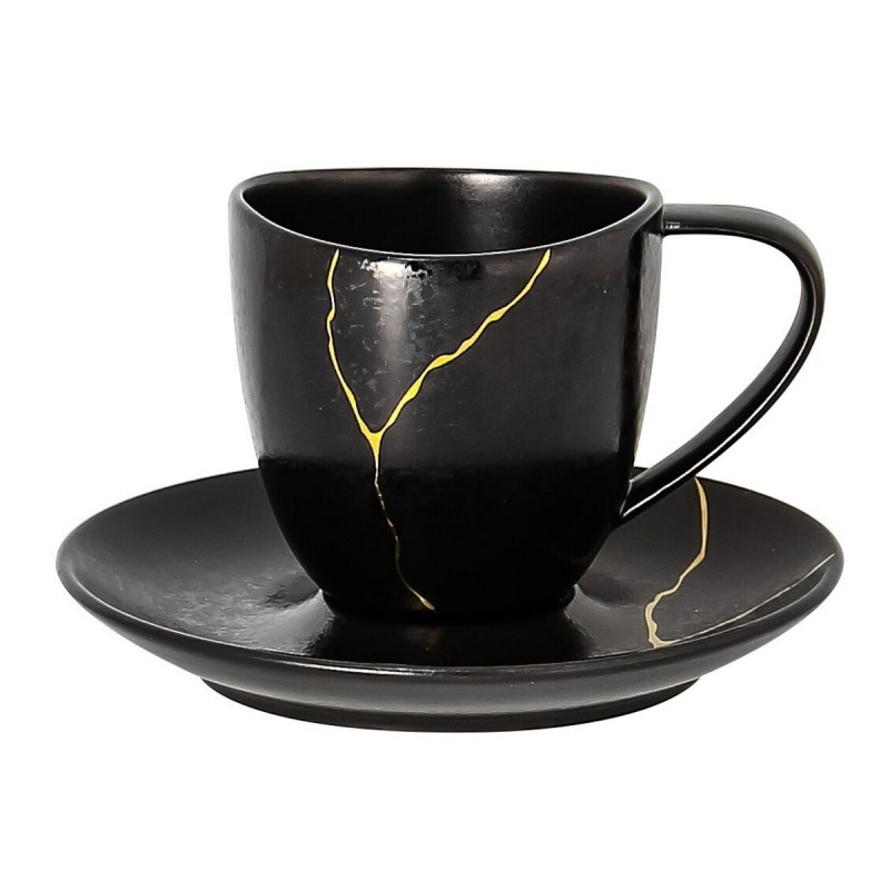 Sous tasse à espresso rond noir porcelaine Ø 12 cm Kintzoo Rak
