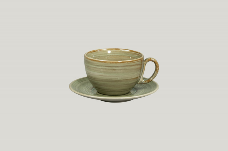 Sous tasse à thé déjeuner rond vert porcelaine Ø 15 cm Rakstone Spot Rak