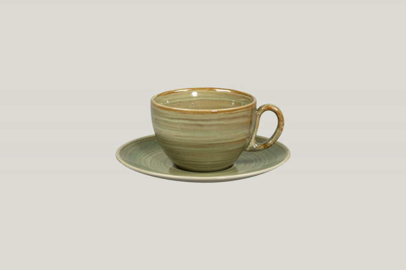 Sous tasse à thé déjeuner rond vert porcelaine Ø 17 cm Rakstone Spot Rak