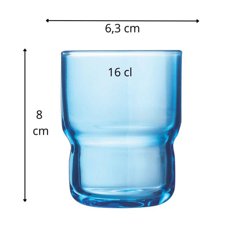 Gobelet forme basse bleu verre trempé 16 cl Log Brush Arcoroc