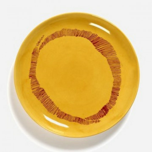 Assiette plate rond sunny yellow - stripes rouge grès émaillé Ø 19 cm Feast By Ottolenghi Serax