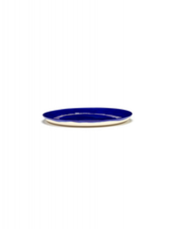 Assiette plate rond lapis lazuli swirl - stripes blancs grès Ø 26,5 cm Feast By Ottolenghi Serax