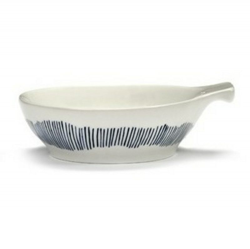 Assiette à tapas rond blanc swirl - stripes bleu grès Ø 11 cm Feast By Ottolenghi Serax