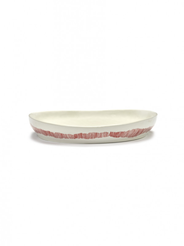 Plat rond blanc swirl - stripes rouge grès Ø 36 cm Feast By Ottolenghi Serax