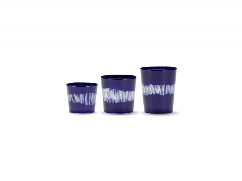 Tasse à café rond lapis lazuli swirl - stripes blancs grès 15 cl Ø 7 cm Feast By Ottolenghi Serax