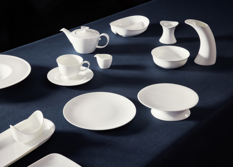 Assiette coupe plate rond blanc porcelaine bone china Ø 27,5 cm Bravura Rak