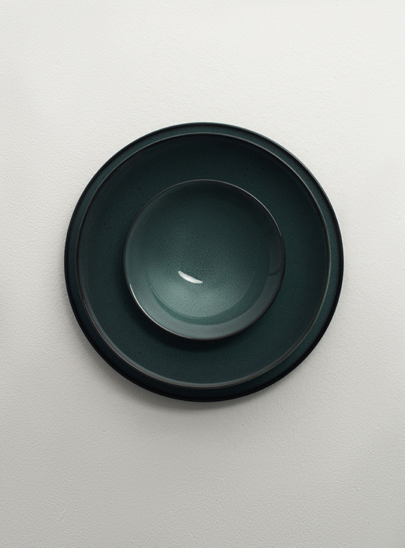 Coupelle à bord droit rond vert de gris porcelaine vitrifiée Ø 15 cm Javeil Velvet Astera