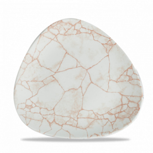 Assiette coupe plate triangulaire Corail porcelaine vitrifiée Ø 26,5 cm Kintsugi Churchill