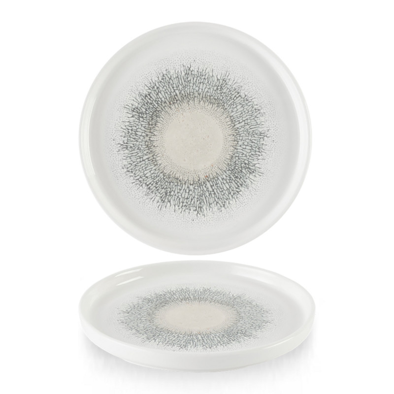 Assiette à bord droit rond Agate grey porcelaine vitrifiée Ø 26 cm Fusion Churchill