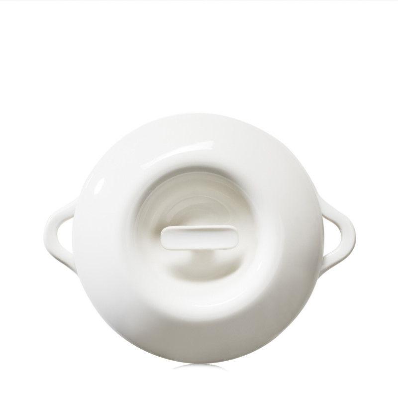 Cocotte avec couvercle pour induction rond Blanc albâtre porcelaine Ø 19 cm Bombance Revol