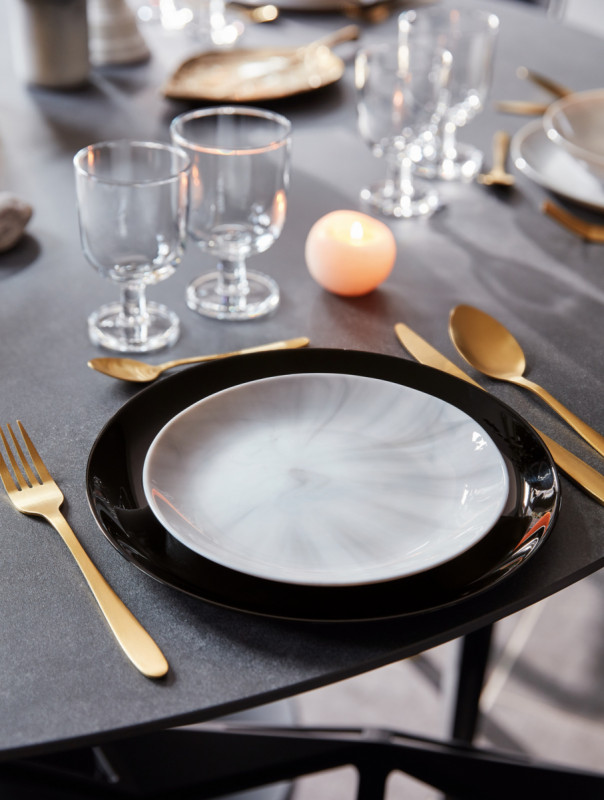 Assiette coupe plate rond gris verre opal Ø 27 cm Diwali Luminarc