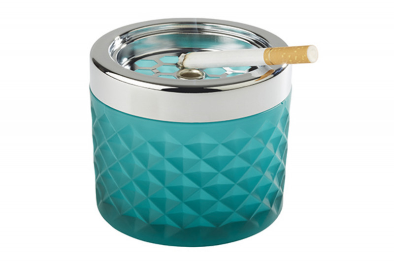Cendrier turquoise verre Ø 9,5 cm 8 cm Aps