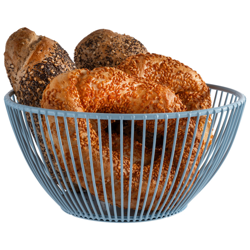 Corbeille à pain et à fruits rond bleu métal Ø 17,5 cm 8 cm Svart Aps