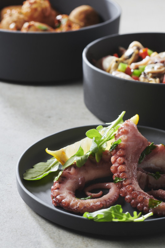 Assiette à bord droit rond noir porcelaine culinaire Ø 23 cm Caractère Revol
