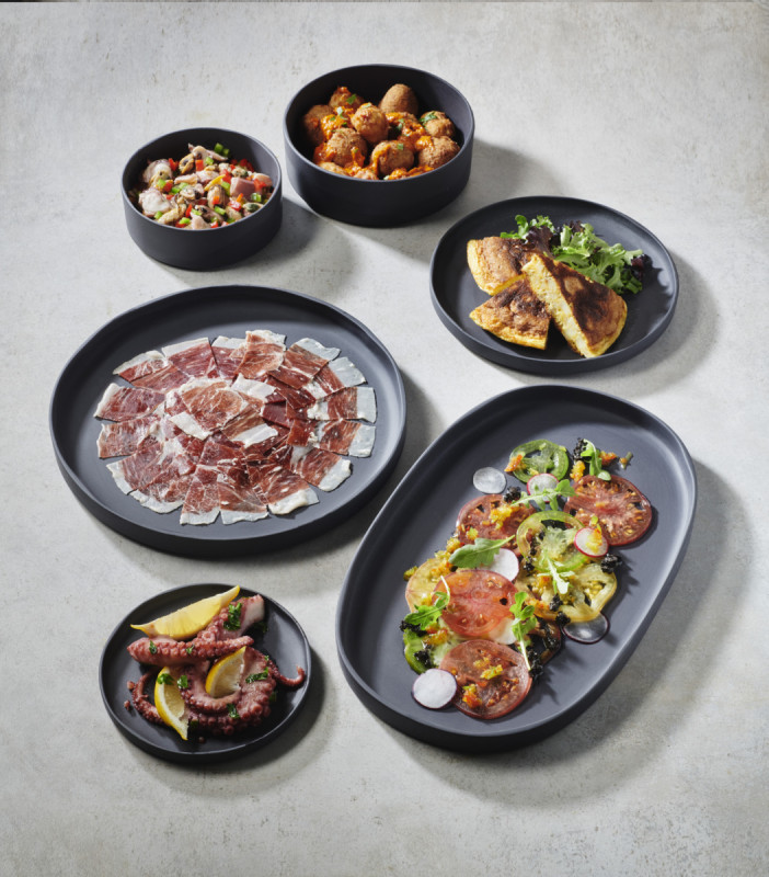 Assiette à bord droit rond noir porcelaine culinaire Ø 23 cm Caractère Revol
