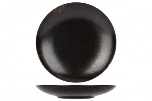 Assiette de présentation rond noir porcelaine Ø 30 cm Etna Proof