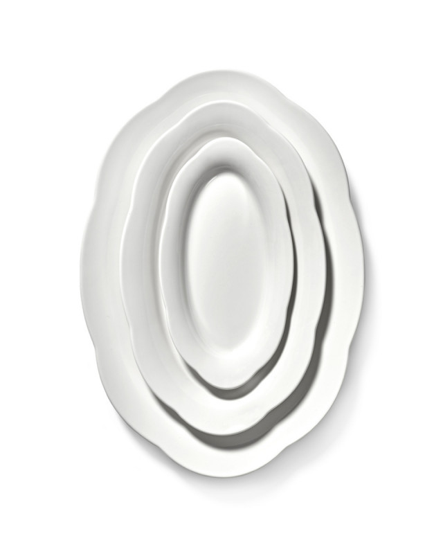 Assiette haute ovale blanc porcelaine 30x21 cm Silhouette Serax