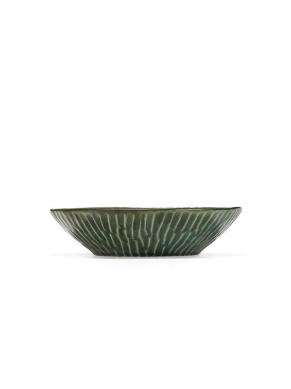 Plat de présentation rond vert grès émaillé 22 cm Ø 22 cm Verde Lanza Serax